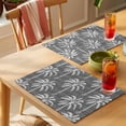 thumbnail image 4 of Dark Grey Palm Tree Placemats Set of 4 Summer Botanical Tropical Tree Place Mats Indoor Wipeable Table Mats Washable Cloth Dining Table Placemats for Kitchen Holiday Party Home Decor 13x19 Inch, 4 of 9
