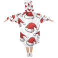 thumbnail image 2 of FORMRS Wearable Blanket Hoodie with Sleeves for Kids Cozy Flannel Sweatshirt, Red Santa Hats Pattern, 2 of 7