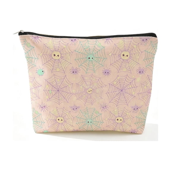 Halloween Zipper Cosmetic Bag – Spooky Printed Makeup Pouch,Reusable Canvas Travel Storage Organizer for Toiletries,Cosmetics,Daily Accessories,Holiday Party Gift