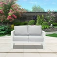 thumbnail image 4 of Superjoe Outdoor 2-Seat Patio Aluminum Loveseat Sofa Couch Furniture with Light Grey Cushions, White, 4 of 10