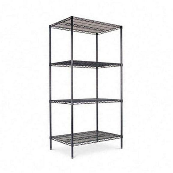Industrial Wire Shelving Starter Kit  4 Shelves  36w x 24d x 72h  Black