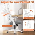 thumbnail image 3 of NEO CHAIR Office Desk Chair Gaming Computer High Back Support Mesh Comfy Seat with Adjustable Ergonomic Headrest Lumbar Rolling Flip-up Armrests and Wheels (Grey), 3 of 8