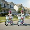 thumbnail image 6 of Hykolity 14 inch Girls Bike Princess Bicycle for Age 3-5 Years Old Rider Height 35-47 inch includes Training Wheel Basket Doll Seat Aqua Blue, 6 of 10