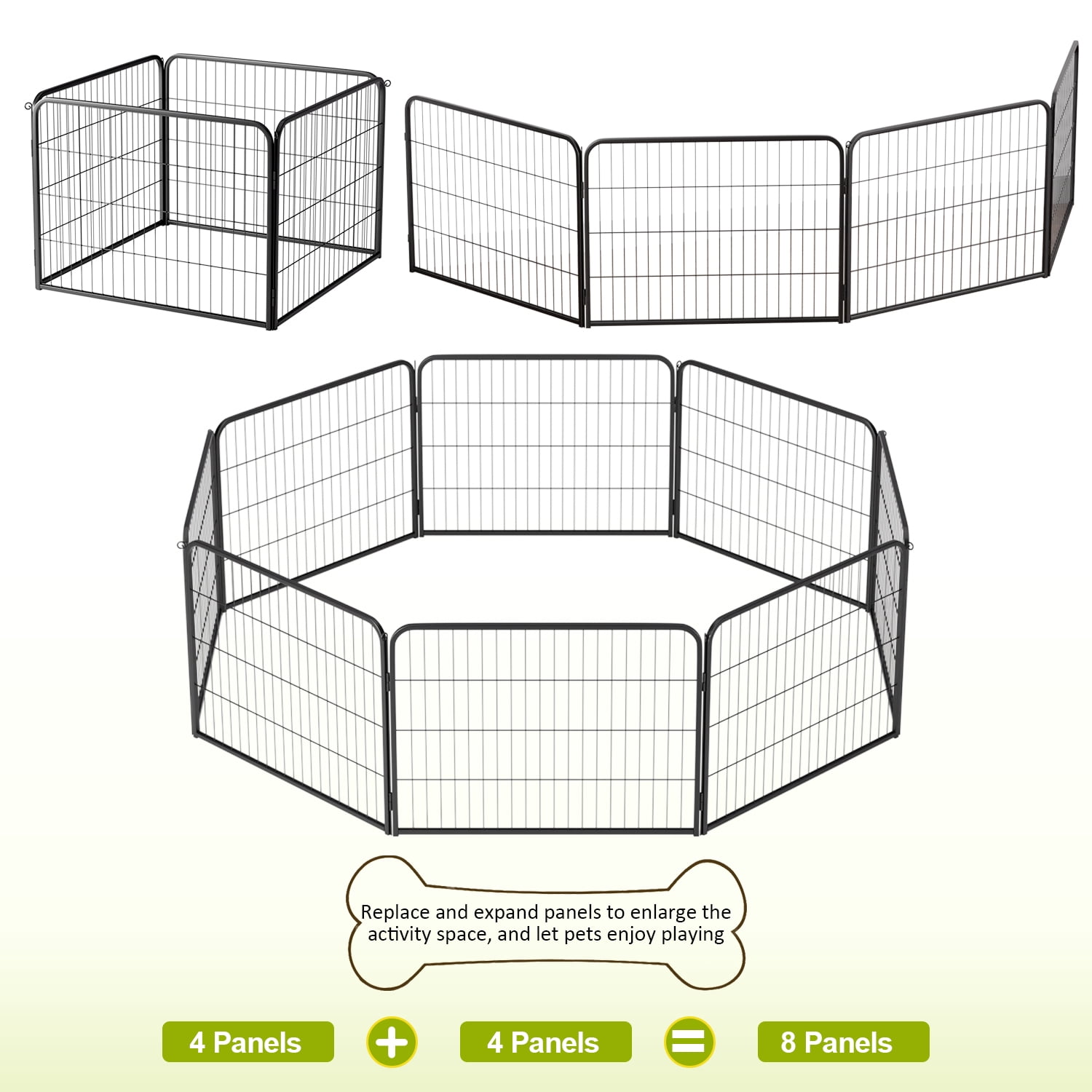 BestPet Dog Playpen Extender 24 Inch, 4 Panels Heavy Duty Metal Pet Exercise Playpen,Indoor Outdoor Fence Panels