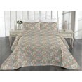 thumbnail image 2 of Ambesonne Floral Quilted Bedspread Set 3 Pcs, Leaves Art Tropical Flowers, Twin, Cadet Blue and Coral, 2 of 4