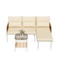 thumbnail image 2 of Uforic 3-Piece Outdoor Wicker Patio Furniture Set - All-Weather Rattan L-Shaped Sectional Sofa with Detachable Lounger, Coffee Table, and Cushions - Beige, 2 of 9