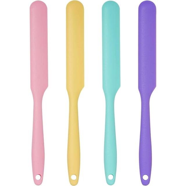 LAICAIW 4pcs Silicone Spatula Set Heat Resistant Cake Cream Butter Spatulas Mixing Batter Scraper Non-Stick Flexible Baking Cooking Tool 4 Colors (mix color-3)
