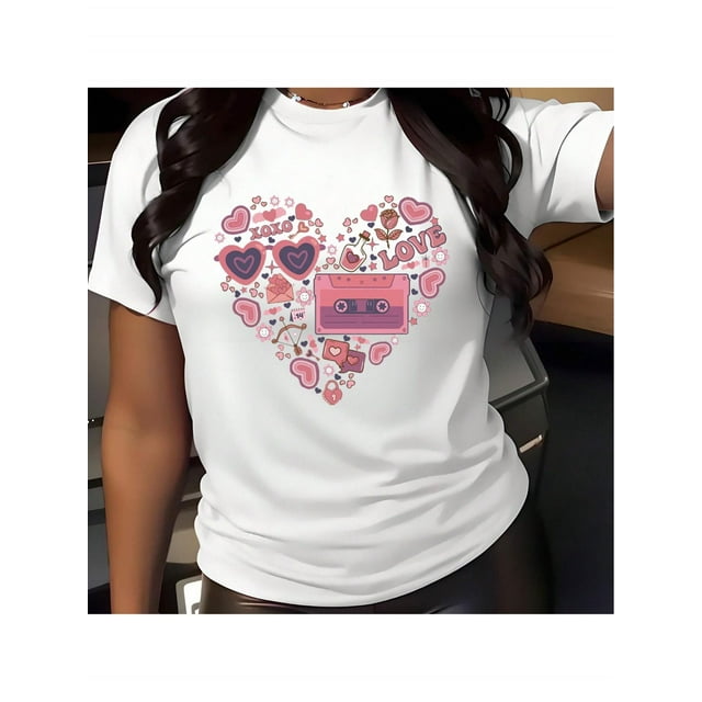 Valentine's Day Print Shirt T-Shirt Men's Women's Crew Neck Cotton Short Sleeve Sports Tee All Seasons Tee For Adult, Men, Women, Teen, Teenager, Adolescent, Youth