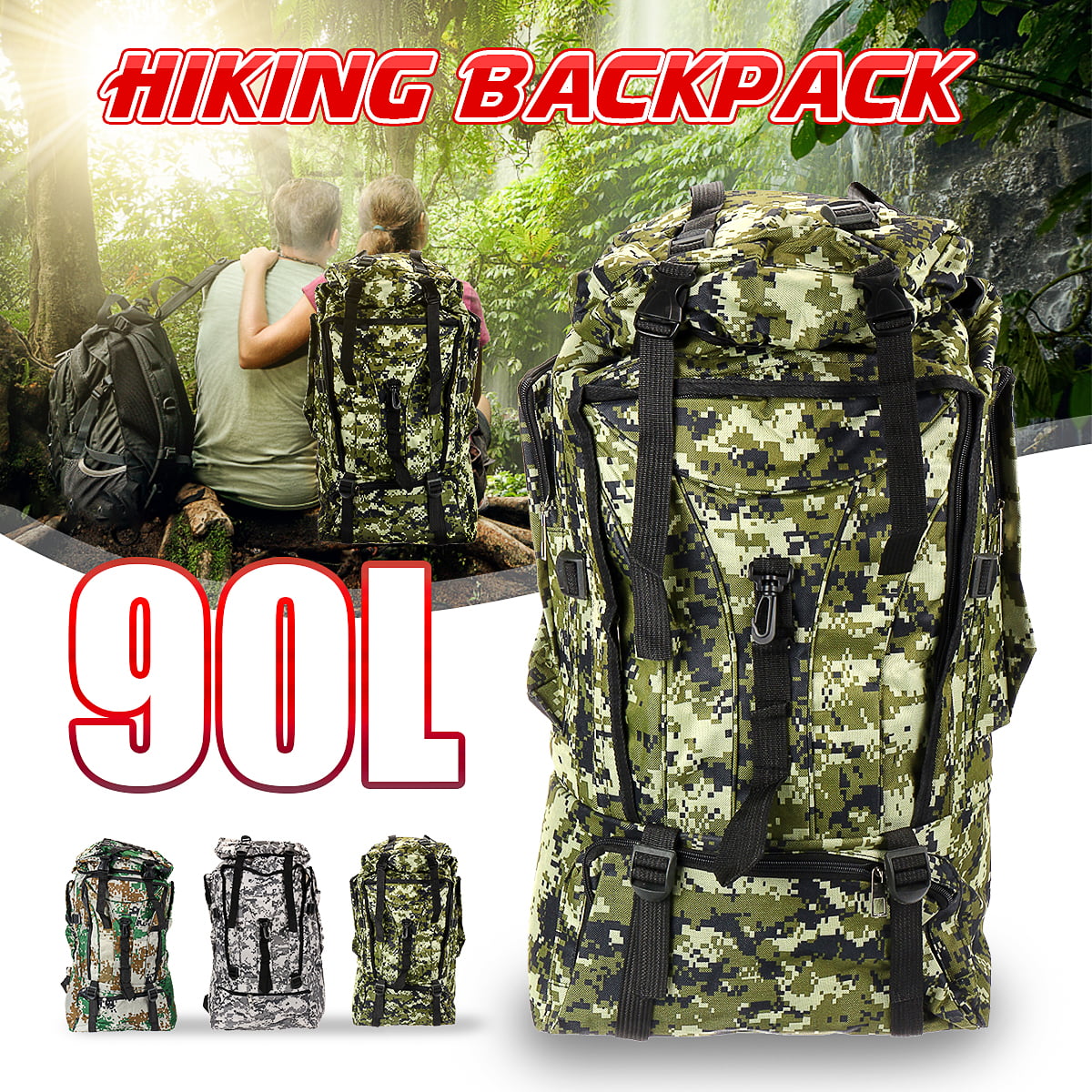 Large Camping Hiking Tactical Hunting Outdoor Backpack Travel Bag Out Bag 90L