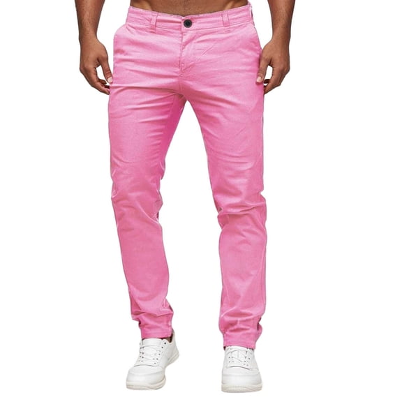 RUTAYY Men's Casual Pants Straight Leg Solid Color with Pocket Soft Comfortable Trendy Vacation Trousers
