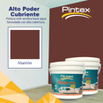 thumbnail image 2 of PINTEX Galon de Pintura para Pared Vinil-Acrílica | Fácil Aplicación, Alta Cobertura y Resistente a la Lluvia | Pintura Acrilica para Interiores Exteriores Mate | 3.8 L c/u | Color (MARRON), 2 of 8
