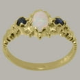 thumbnail image 3 of LBG British Made 9k Yellow Gold Natural Opal & Sapphire Womens Anniversary Ring - 33 size options - Size 7.75, 3 of 8