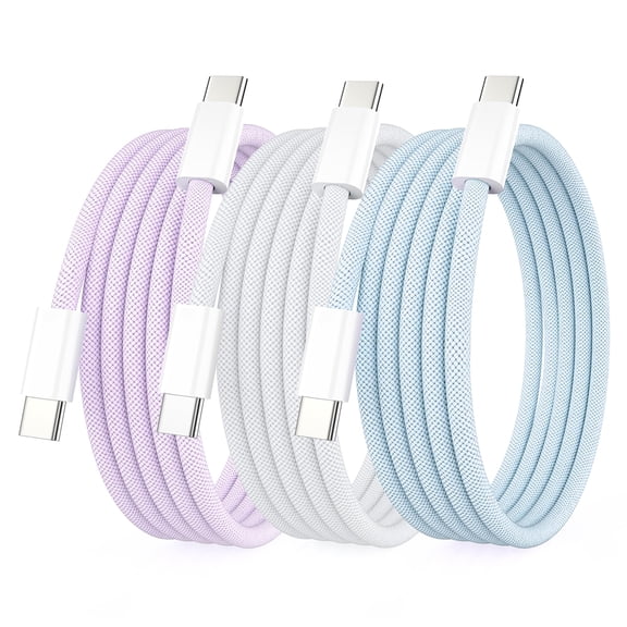 TianQiW USB C to USB C Braided Charging Cable 3 Pack 1M 60W PD Fast Charging Cord Compatible with iPhone 15 16 Series iPad Pro MacBook Samsung Galaxy and More