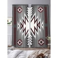 thumbnail image 3 of Red Gray Semi Sheer Window Curtains 84 Inches Long, Southwest Retro Ethnic AztecTexture Bohemian Rod Pocket Voile Silky Chiffon Curtain Light Filtering Drapes for Living Room, 52"x84", 2 Panels, 3 of 9