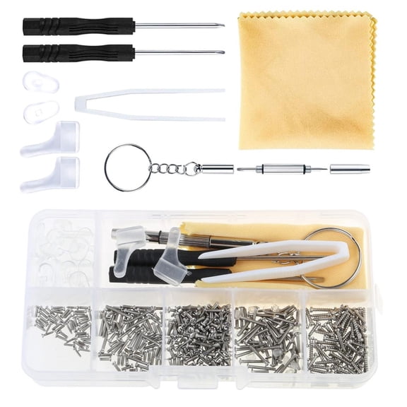 Eyeglass Repair Glasses with Glasses Screws, Silicone Nose Pad, Tool Eye Glasses Repairing Set