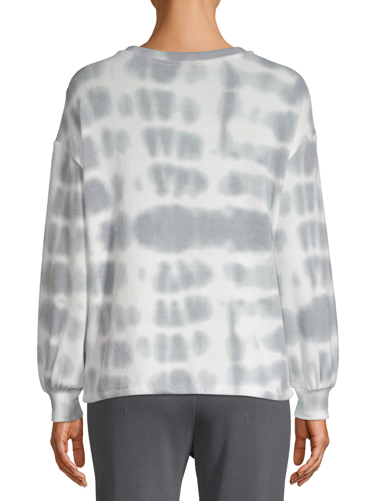 Como Blu Women's Athleisure Hacci Tie Dye Pullover with Drawstring - image 3 of 6