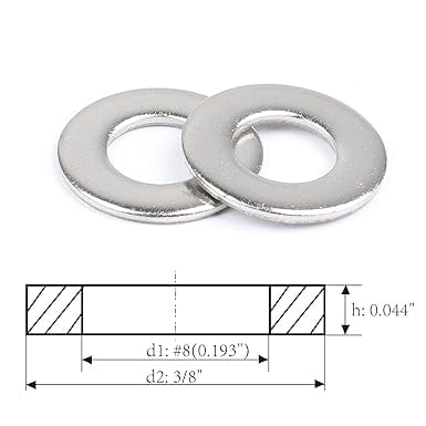FASTENER TREE #8 x 3/8" Flat Washer 304 Stainless Steel SAE Washer for Screws Bolts 100 Pieces
