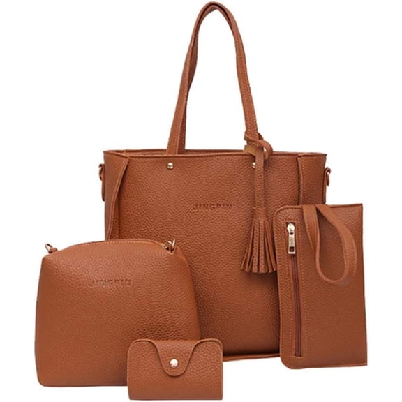 4 Pieces Handbags For Women Tote Bags Satchel Purse Set Shoulder Bag Crossbody Bag Wallet Card Pack-Style425