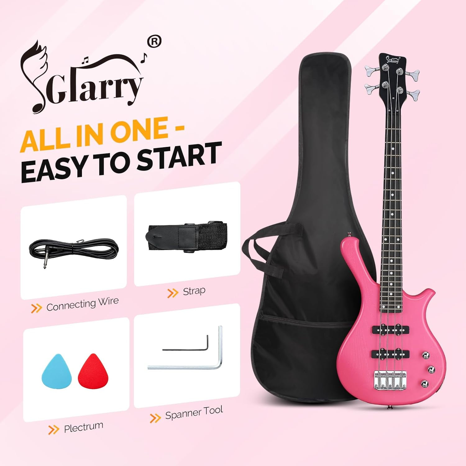 GLARRY 4 String Electric Bass Guitar, 36-inch Bass Guitar Beginner Kit with Cable, Strap and Bag for Kids, Boy and Girl (Dark Blue)