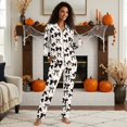thumbnail image 3 of Yuyamidu Soft V Neck Pjs Nightgown Winer Pajama Set Black Bow Long Sleeve Tops & Long Sweatpants Thermal Button Down Sleepwear for Women Size XL, 3 of 9