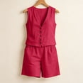 thumbnail image 3 of FchengtaiS Womens 2 Piece Short Sets Button Down Vest Top and Shorts with Pockets Summer Matching Outfits, 3 of 7
