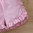 thumbnail image 4 of Toddler Baby Girl Outfit Girl Summer Clothes Short Sleeve T Shirt Checkerboard Top Set Elastic Waist Shorts Little Girls Summer Outfits Boys Smocked Outfit 2T, 4 of 8