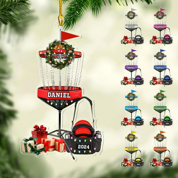 Custom Disc Golf Ornaments 2025 Gift for Disc Golf Lover Disc Golf Ornament for Christmas Xmas Disc Golf Ornament Golfer Gift (DG14) - 3399 (Red)