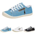 thumbnail image 2 of AUDeals Women’s Casual Sneakers Side Zipper Canvas Shoes Lace Up Lightweight Flat Walking Tennis Shoes Comfortable Loafers (Sky Blue, 8), 2 of 8