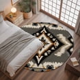 thumbnail image 3 of 3ft Round Rug, Grey Orange Black Non-Skid Rubber Backing Large Area Rugs - Living Room Bedroom Home Office, Boho Ethnic Geometric Southwestern Indoor Floor Mat Carpets Washable Rug, 3 of 9