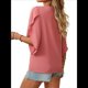 thumbnail image 3 of Blusas Informales Elegantes para Mujer, Blusas Asimétricas de Cuello en V para Trabajo, Camisas de Verano con Mangas con Volantes. Rojo Ladrillo XL, 3 of 7