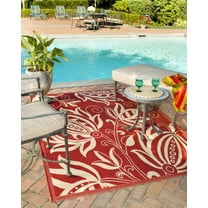 Safavieh Courtyard Crystal Floral Indoor/Outdoor Area Rug, Red/Natural, 4' x 5'7"