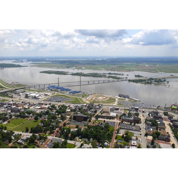 River Aerial View Water Bridge Alton Illinois20 Inch By 30 Inch