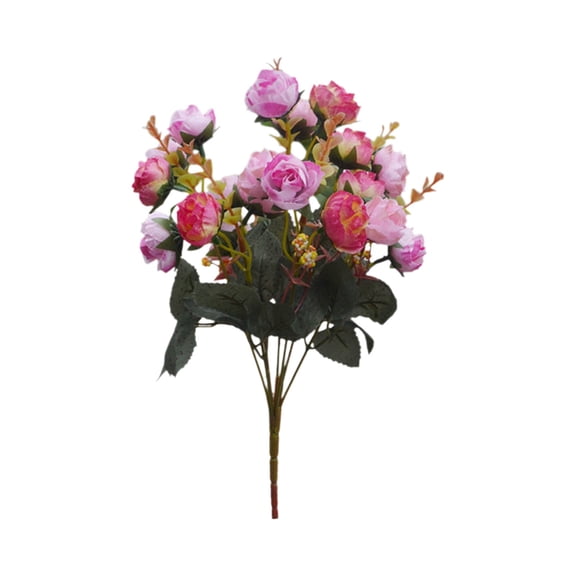 CuiLiyq Artificial Flowers, 11.8" Artificial Rose Flowers Bouquet with Leaves, Fake Bouquet Bulk Faux Floral Bush for Xmas Tree Ornament Table Centerpiece Fillers (Hot Pink)