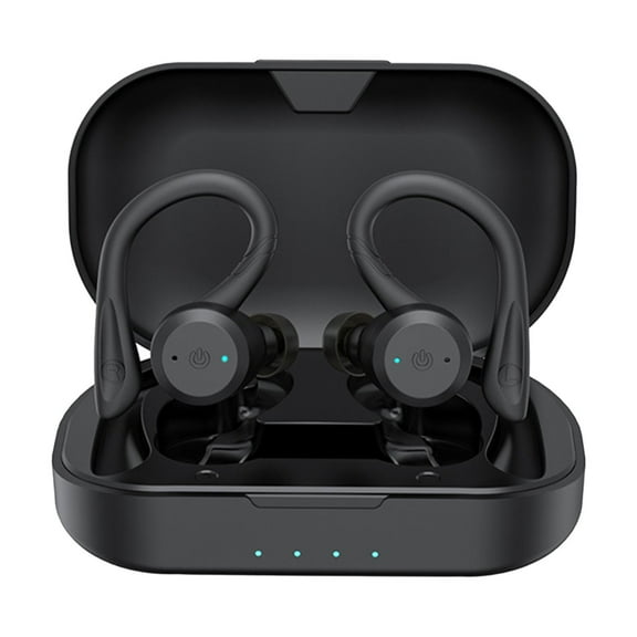 Wireless Earbuds Bluetooth Headphones 80hrs Playback Ear Buds Power Display with Noise Canceling Mic with Earhooks for Sports/Workout/Running(Black)