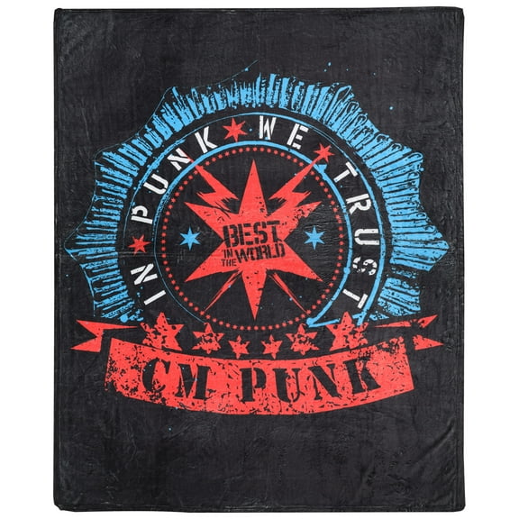 CM Punk 50" x 60" In Punk We Trust Badge Plush Throw Blanket