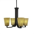 thumbnail image 1 of Apollo 4 Light Chandelier With Hang Straight Swivel Shown In Dark Granite Finish With 5" Square Cayenne Linen Glass, 1 of 1