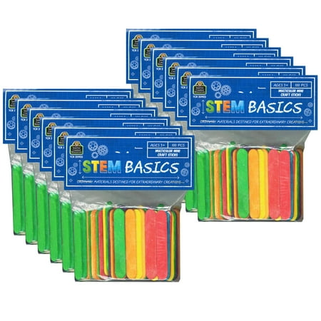 UPC: 0675904965573 | STEM Basics: Multicolor Mini Craft Sticks  100 Per Pack  12 Packs