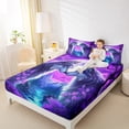 thumbnail image 4 of Homewish Romantic Couple Wolf Bed Sheets for Teen, Mystic Purple Galaxy Moon King Sheets, Cartoon Animal Sheet Set, Ultra Soft Bedroom Decor, 4 Pieces, 4 of 7