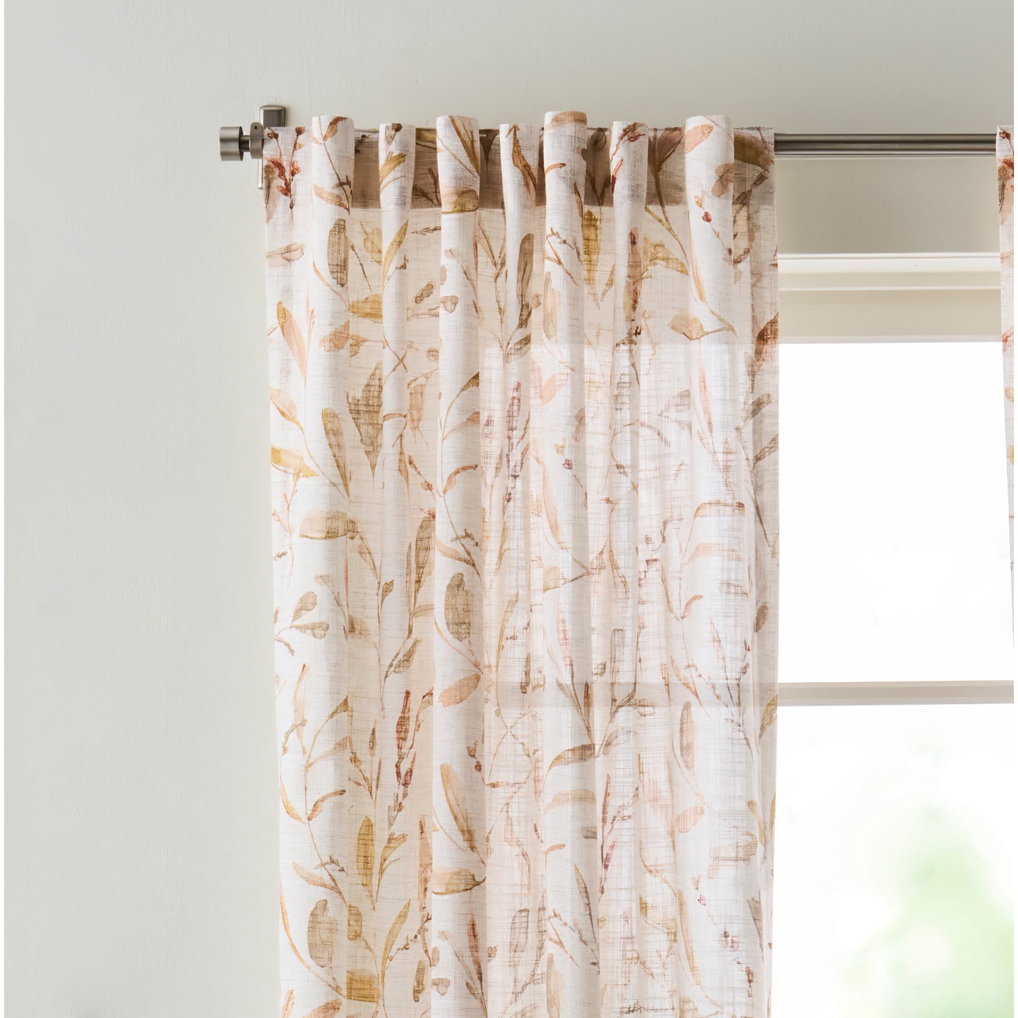 Martha Stewart Vernon Curtain Panel Pair, Clay, Back Tab, Light Filtering, Indoor, Adult, 2 Piece Set, 50" x 95"