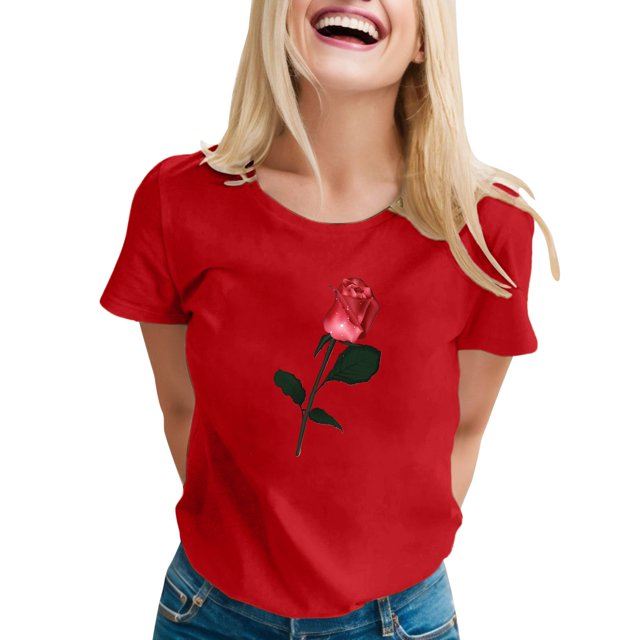 SZXZYGS T-Shirts pour Femmes Coton Grande Taille T-Shirt Mignon Col Rond Manches Courtes Été 2024