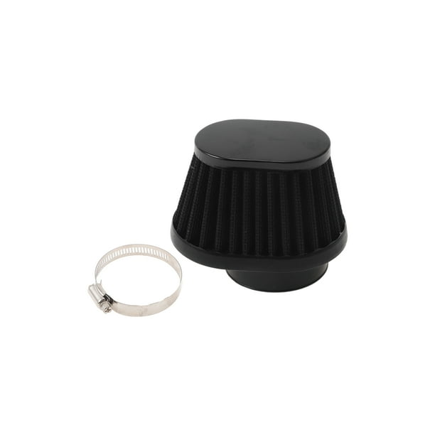 Filtro de aire de motor de flujo alto trapezoidal de 51 mm, filtro de admisión de aire frío de montaje en abrazadera con 1 abrazadera negro para automóvil