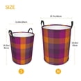 thumbnail image 5 of Haiem Purple Yellow Buffalo Plaid Leather Dirty Clothes Laundry Basket,Sturdy & Waterproof,Collapsible Round Design For Efficient Space Management,Multi-Purpose Storage Basket, 5 of 8