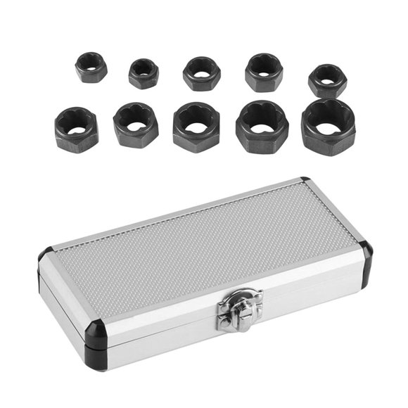 10 Pcs Extracteur d'Écrou Ensemble Outil de Retrait de Boulons Cassés s'Adapte aux Têtes 9mm 10mm 11mm 12mm 13mm 14mm 15mm 16mm 17mm 19mm