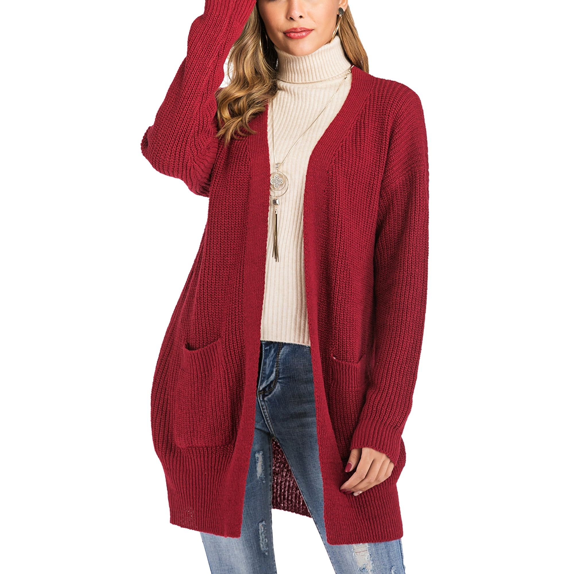 Women Casual Open Front Knit Cardigan Outwear Lightweight