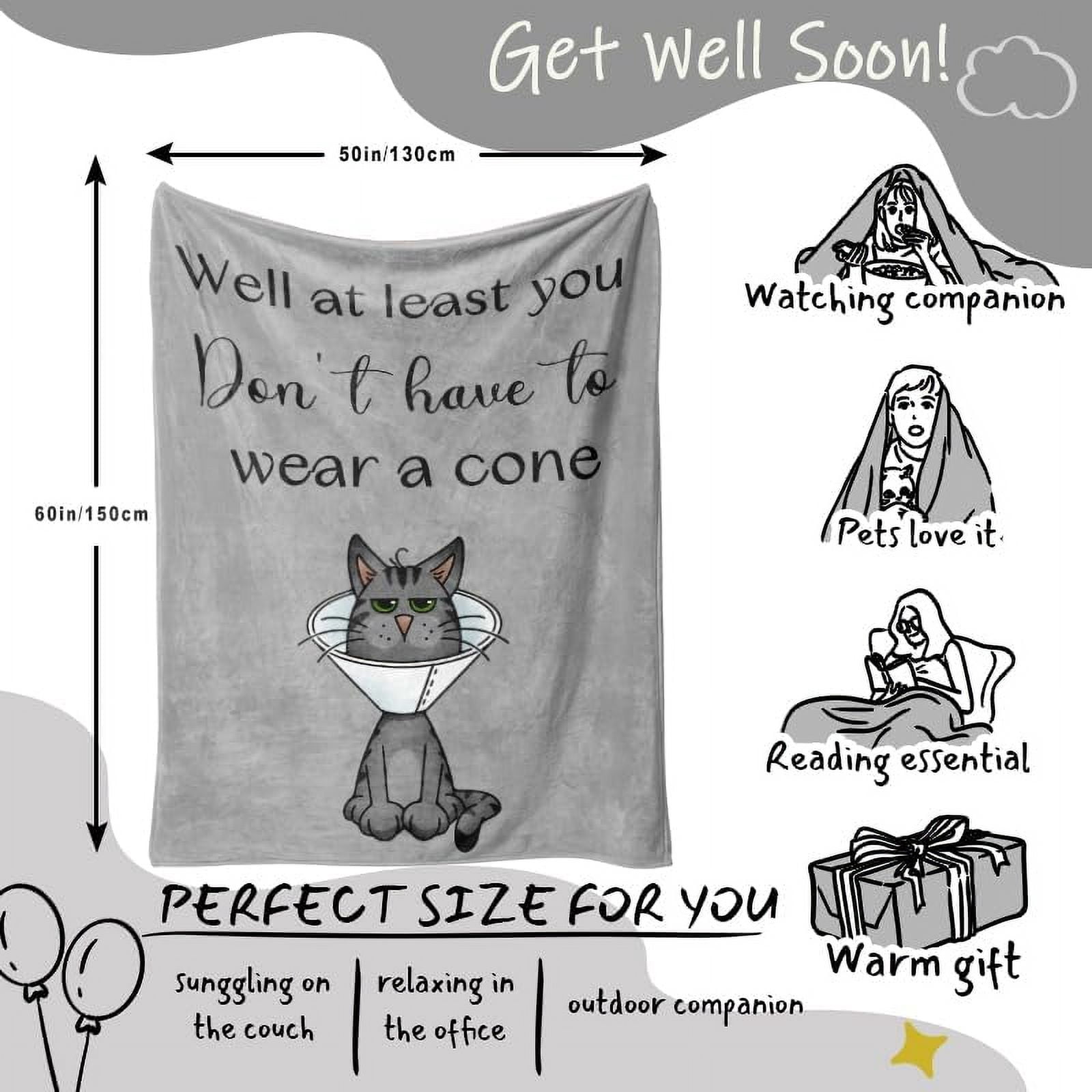 Get Well Gifts for Women/Men After Surgery, Sympathy Gift, Get Well Soon Blanket, Feel Better/Surgery Recovery Gifts for Women, After Surgery Gifts, at Least You Dont Have To Wear A Cone Throw