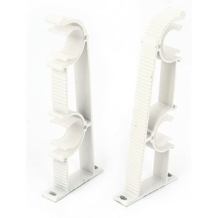 2pcs 1 Dia Double Clips Drapery Curtain Rod Wall Mount Bracket