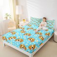 thumbnail image 3 of Manfei Cartoon Beagle Bed Sheets, Rustic Daisy Floral Full Size Sheets, Blue Brown, 4pcs, 1 Flat Sheet, 1 Fitted Sheet and 2 Pillowcases, 3 of 6