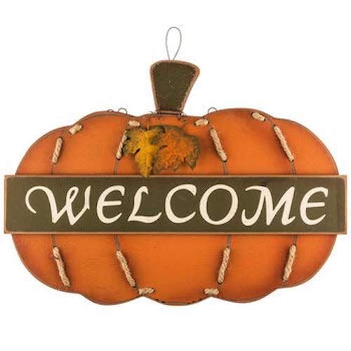 Jumbo 22 Wide Wood Pumpkin Welcome Sign Harvest Hanging Wall Decoration Thanksgiving Autumn Decor Galvanized Metal Leaf Walmart Com Walmart Com