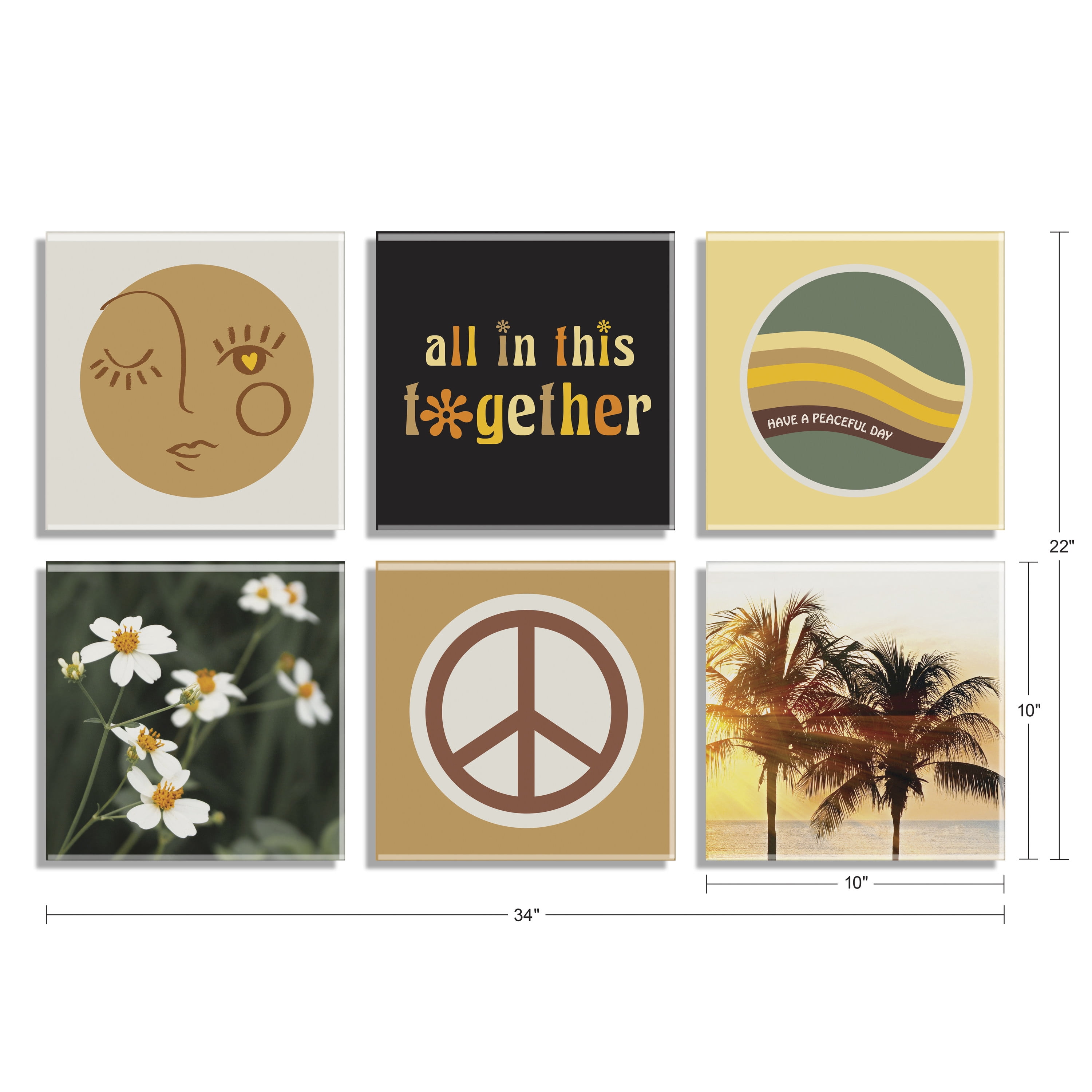 Kate and Laurel Motivational Painting, 10 in x 10 in, 6-Pieces