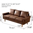 thumbnail image 2 of XIZZI 74" Living Room Convertible Sofa 3 Seater Sofa Couch Lounge-Suede Fabric,Brown, 2 of 6